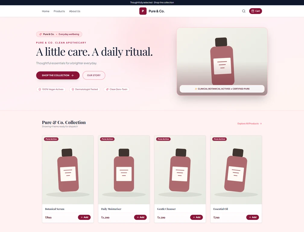 Actual Aura storefront theme with demo products