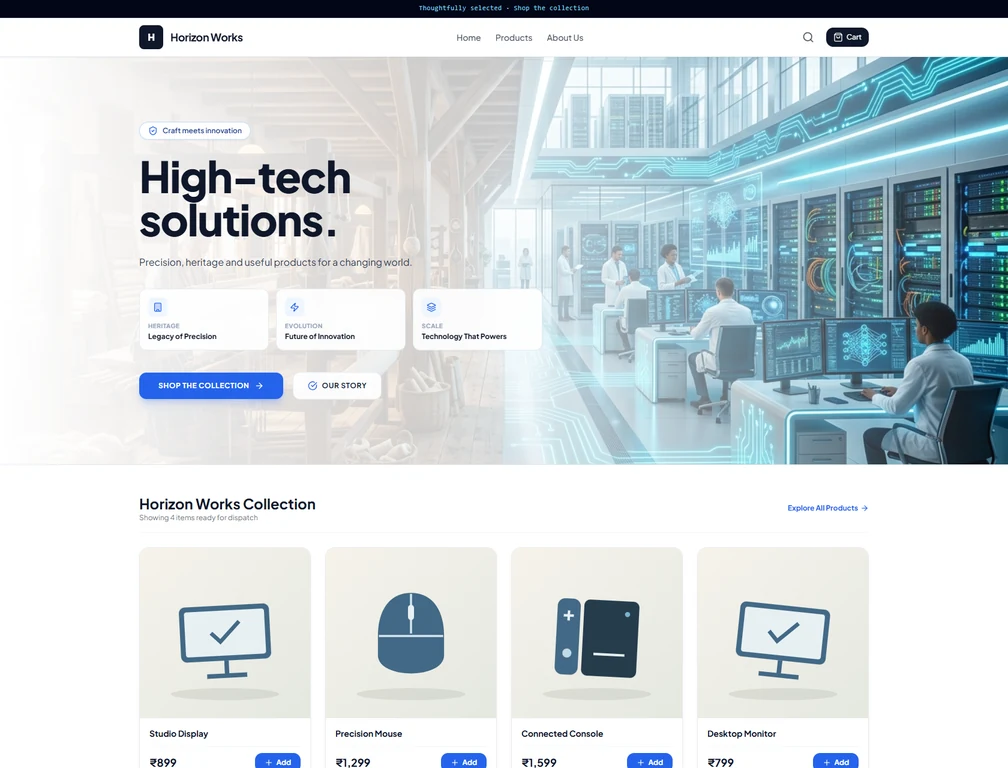 Actual Horizon storefront theme with demo products